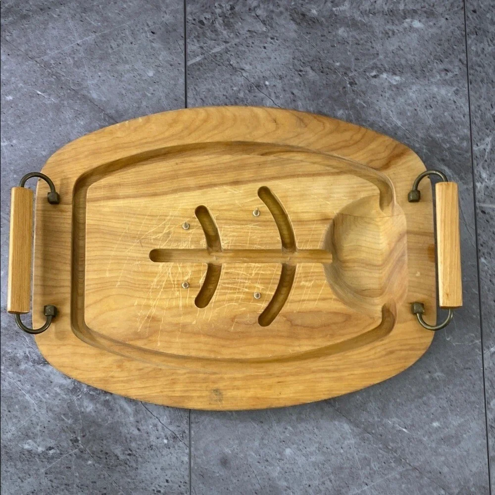 Vintage Gladmark Cutting Board Wooden‎ Handles MCM Meat Carving Charcuterie USA